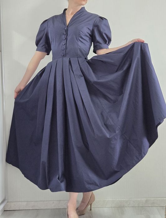 Синее платье миди Laura Ashley коттон