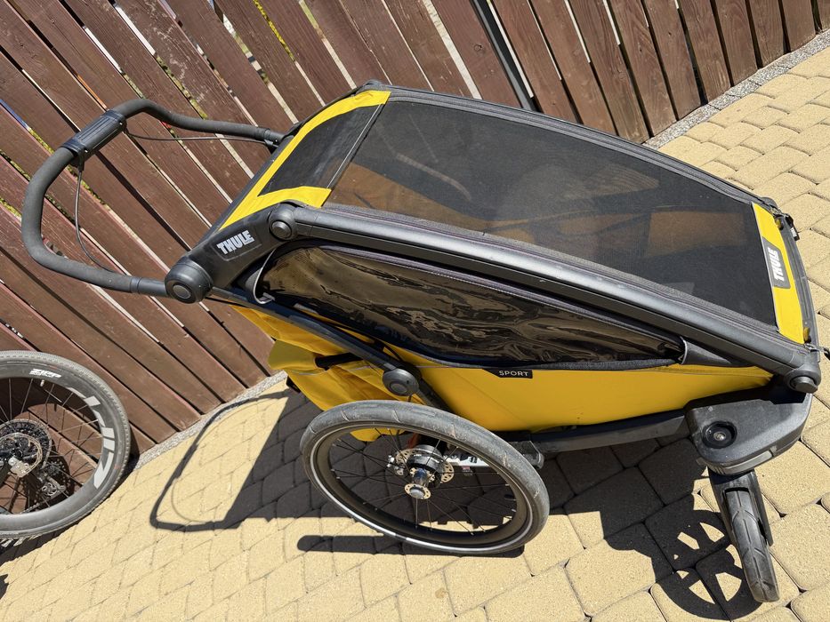 THULE Chariot Sport 1 - przyczepka rowerowa, wózek do roweru 2w1 | Yellow on Black