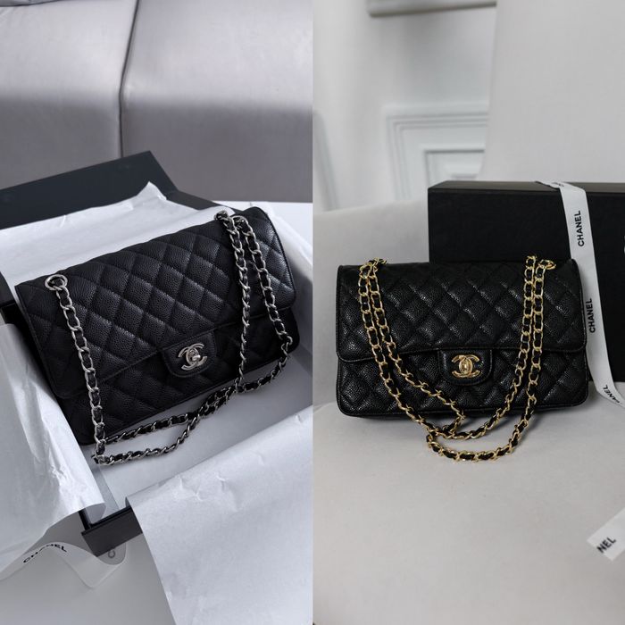 Сумка Chanel Jumbo Classic 2.55 Black Caviar срібна і золота фурнітура