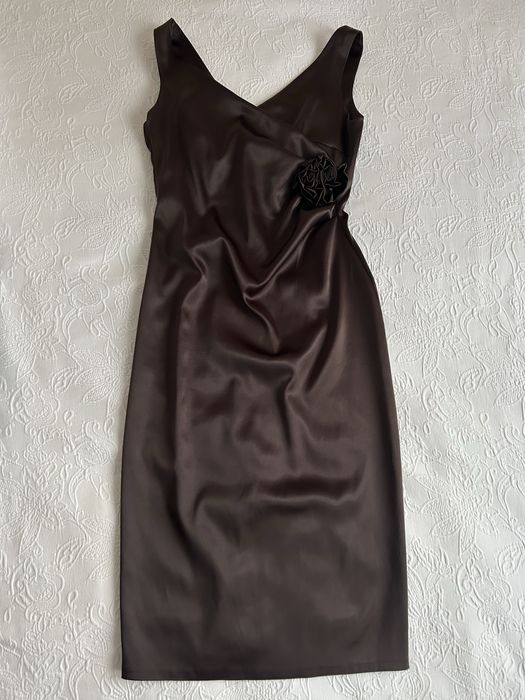 Sukienka - rozm. 38, satyna w czekoladowym brązie
