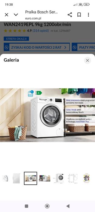 Pralka Bosch Serie 4 WAN2419EPL 9kg 1200obr/min