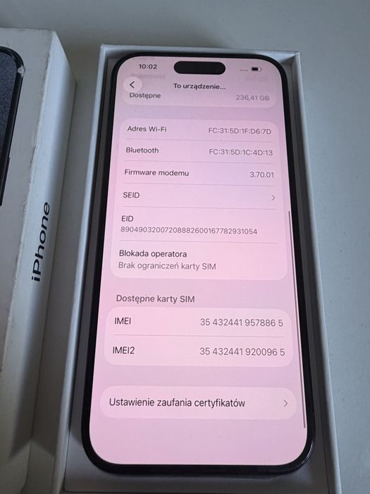 Bateria 95% iPhone 15 Pro 256gb Blue Titanium Idealny