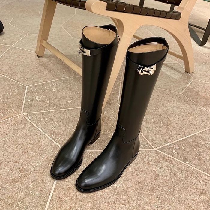 Kozaki hermes black leather