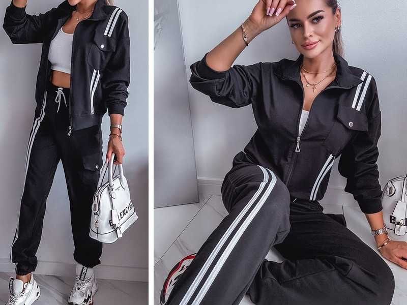 Morinci bawełna nowy set - dres z paskami - bojówki bluza zip