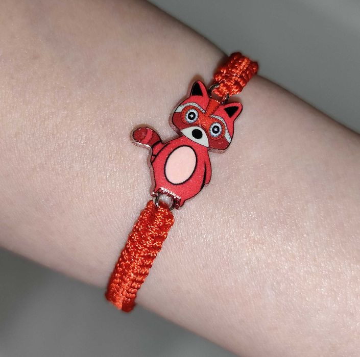 B138 Bransoletka Szop pracz makrama pleciona Handmade Rękodzieło