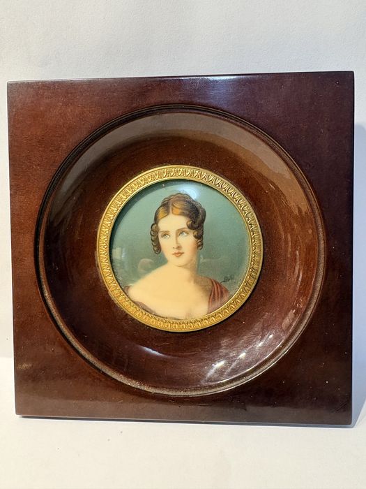 Lindissima antiga pintura miniatura - retrato de Pauline Bonaparte