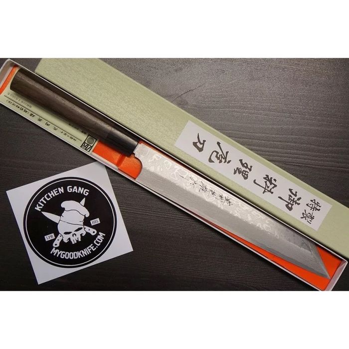 Японский кухоний ніж Кірітсуке Hideo (ручна ковка) дамаск shirogami 1