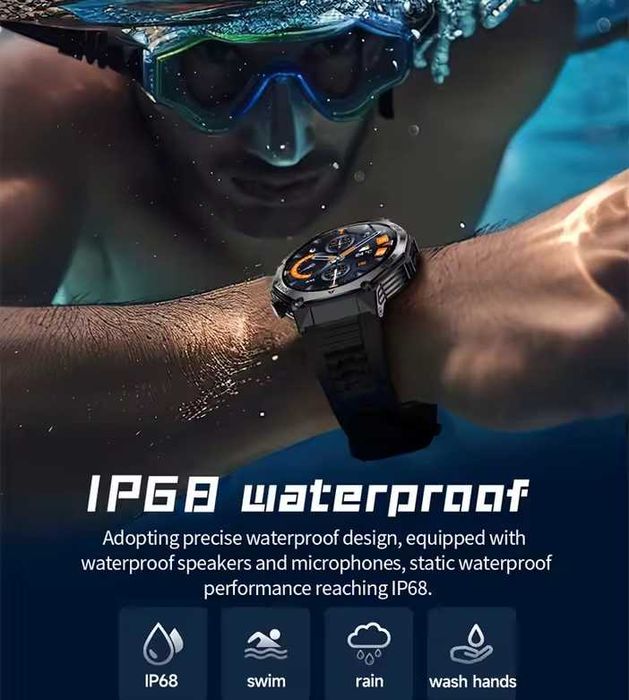 Смарт часы: VWAR AK82 MAX. LED-фонарик 3 режима. 3D-меню. 1000mAh.