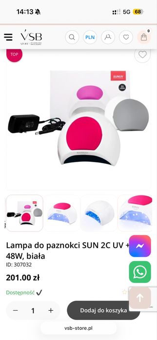 Lampa do manicure Sun 2C UV + LED 48W, biała