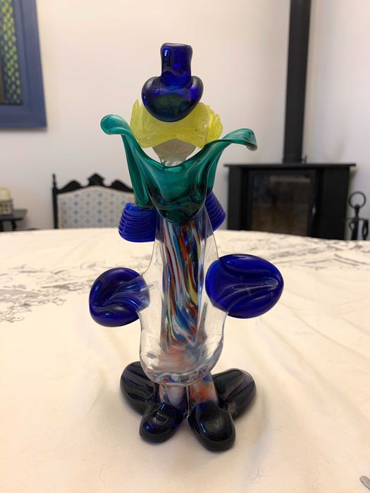 Vidro de Murano. Estatueta de palhaço.