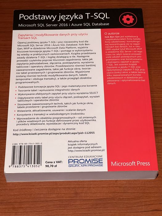 (2)Podstawy języka T-SQL. Microsoft SQL Server 2016 i Azure SQL