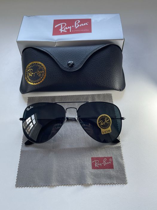 Ray-Ban Aviator pretos + caixa e estojo