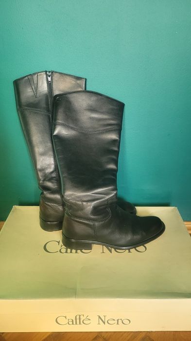Czarne kozaki ze skóry rozm. 38
