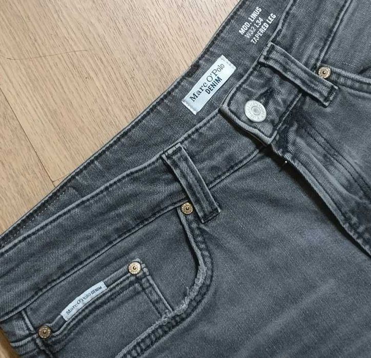 Marc O'Polo linia tapered leg w32l34 szare jeansy męskie slim