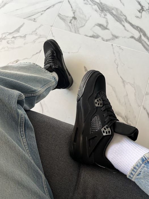 Чорні унісекс кросівки Nike air jordan 4 “Black Cat”, Jordan 4 Black