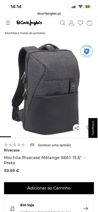 Mochila Rivacase Mélange 8861 15,6" - Preto