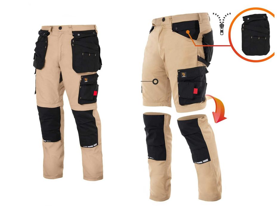 Spodnie robocze Monterskie 2w1 Spodnie + Spodenki krótkie Rozmiar 60