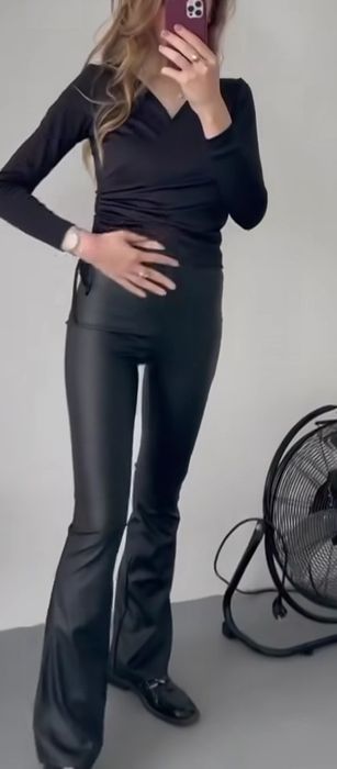 Лосини  легінси кльош з екошкіри