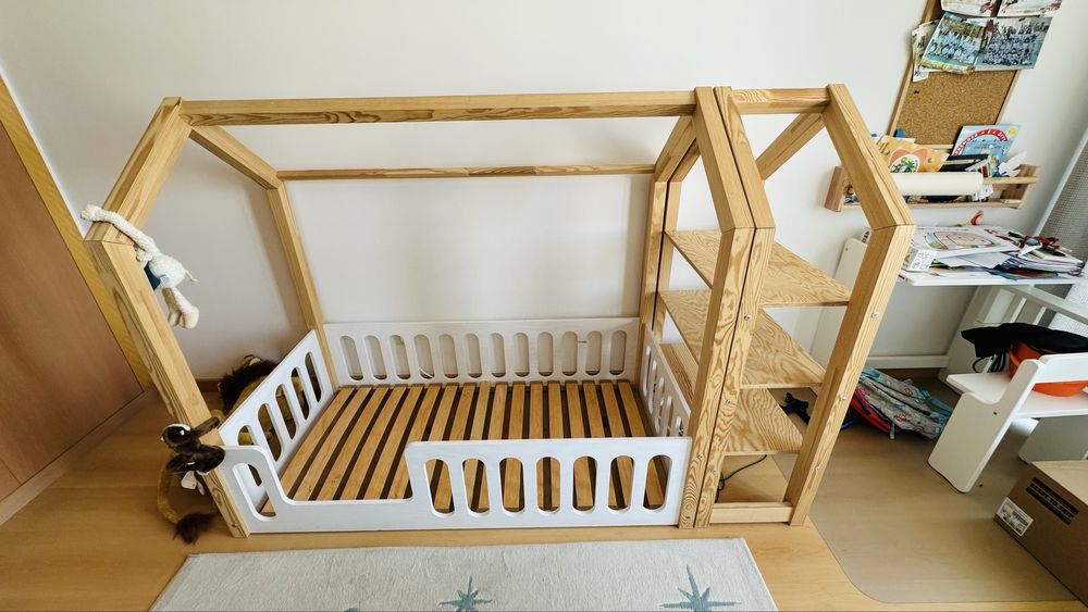 Cama Infantil Mon Lit Cabane + Estante + Colchão