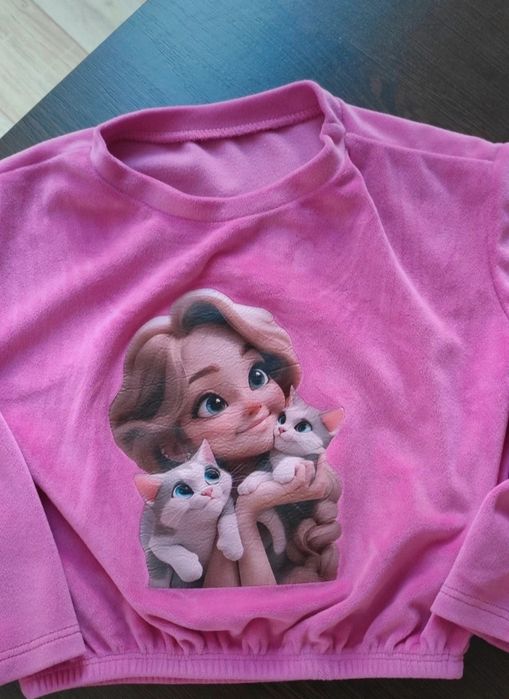 Bluza i spodnie welurowe dla dziewczynki rozmiar 116/122