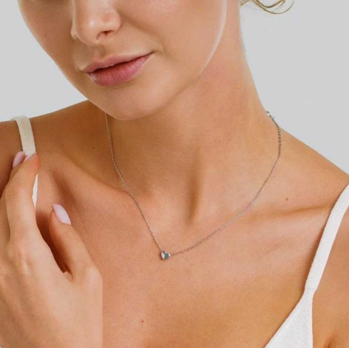 Женское колье цепочка сердце сердечко серебро 925 sova