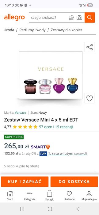Nowy zestaw perfum Versace 4x 5ml