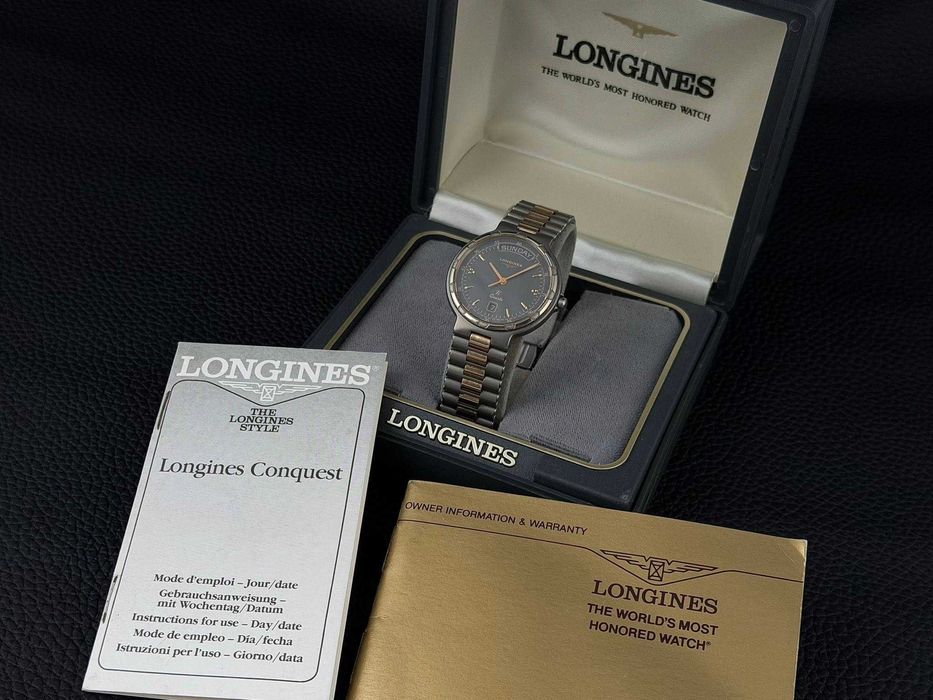 Longines Conquest Titanium Day-Date świetny stan z pudełkiem