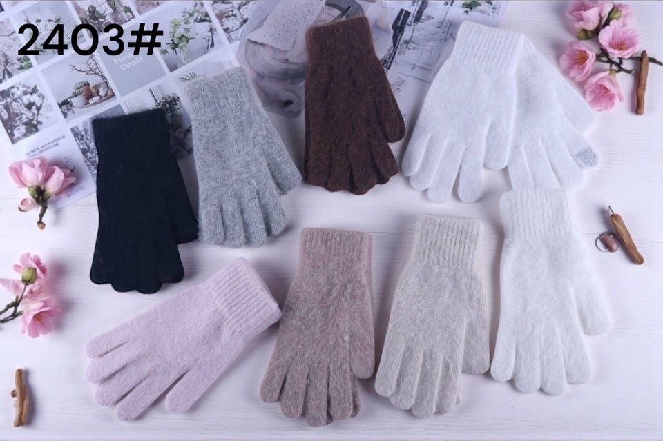 Жіночі в'язані рукавички ангорка/ кролик/ ангора