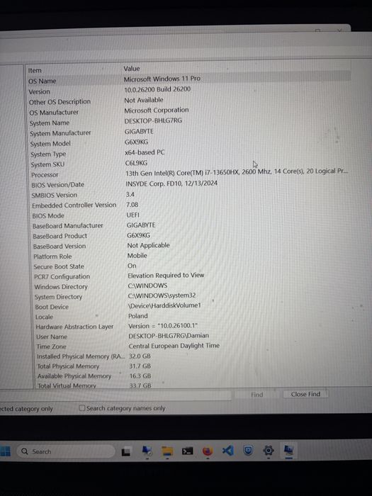 Gigabyte G6X 9KG 32GB RAM