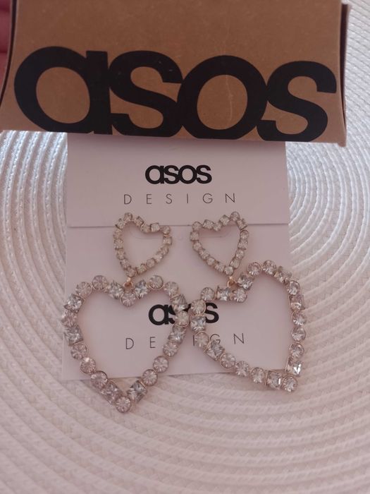 ASOS/Bogato zdobione, duże kolczyki z Londynu, serca, NOWE