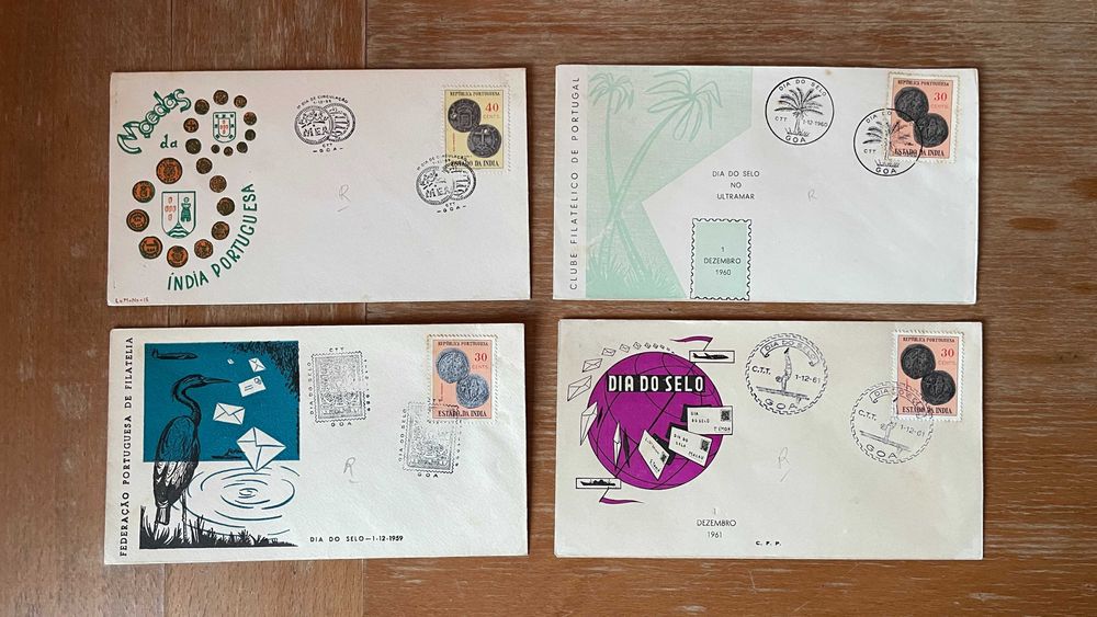 Estado da Índia - Lote de 8 Envelopes comemorativos e FDC