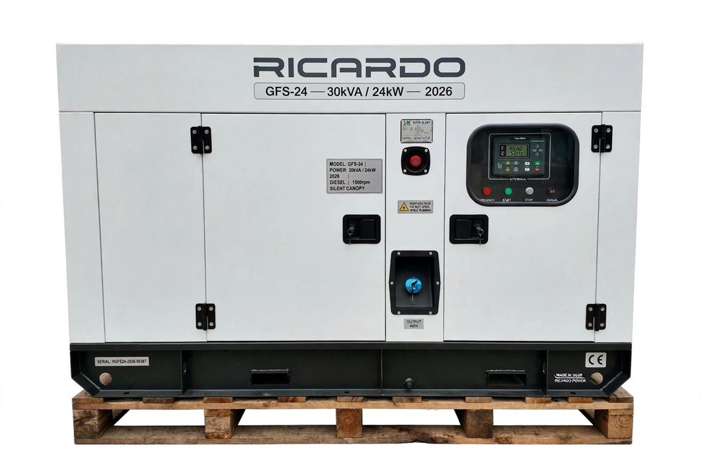30 KVA-19500 netto PLN,   Agregat Ricardo. 30 KVA-(24KW  = 26KW) Praca ciągła 24/7