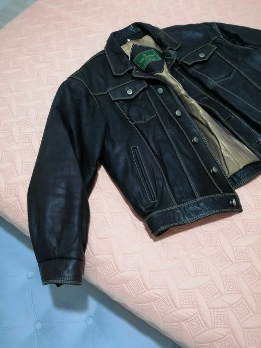 Casaco de couro genuíno