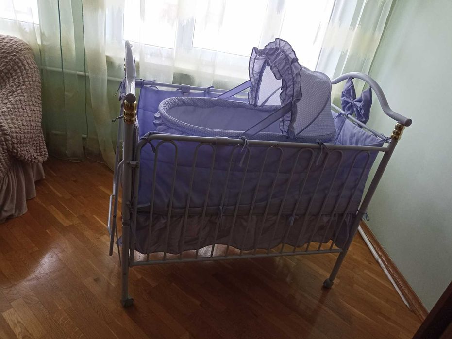 Дитяче Ліжко, Кроватка Метал ( Трансформер) +повний комплект з Люлькою