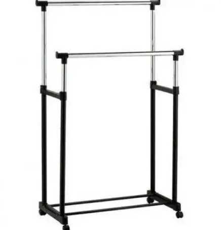 Зручна подвійна вішалка телескопічна стійка Стойка двойная для одежды