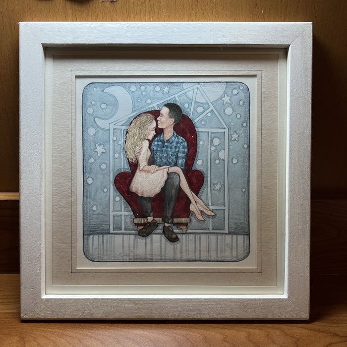 Картина, малюнок олівцем, робота художника, закохані