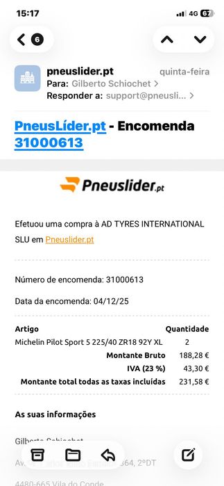 Pneus 225/40 ZR 18 Michelin Novos