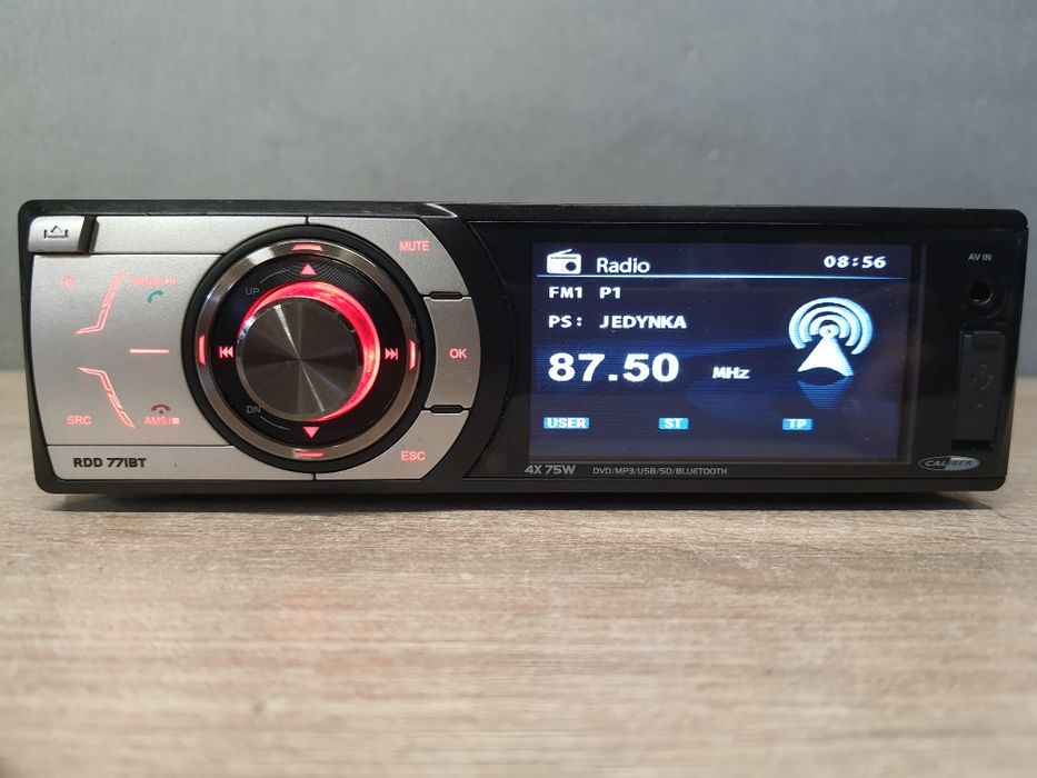 Radio samochodowe 1din ekran kolorowy USB, AUX, Bluetooth,  CD DVD, RDS Multimedialne Caliber RDD-77IBT Kamera uniwersalne Opel Audi VW Ford Skoda