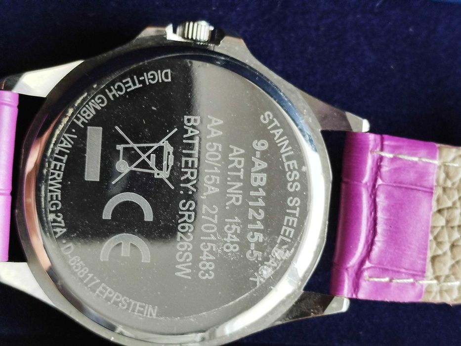 nowy zegar Time Element liliowy kryształkami elektroniczny na bateria