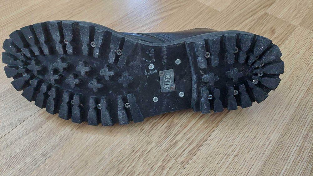 Glany buty STEEL Czarne skórzane 3 dziurkowe - roz. 46