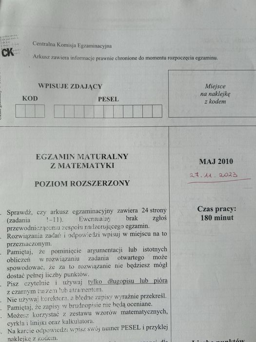 Arkusze maturalne z matematyki