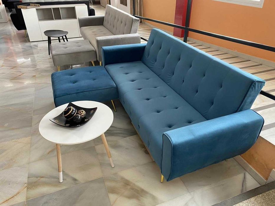 Sofá cama azul con porff nuevo LIQUIDACION - envio grátis