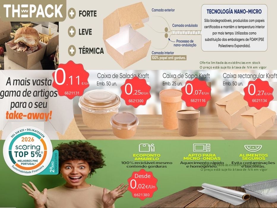Descartáveis alimentares em Delikatessen.pt desde 1998. Com entrega gratuita dia seguinte Papelaria, informática, higiene e limpeza