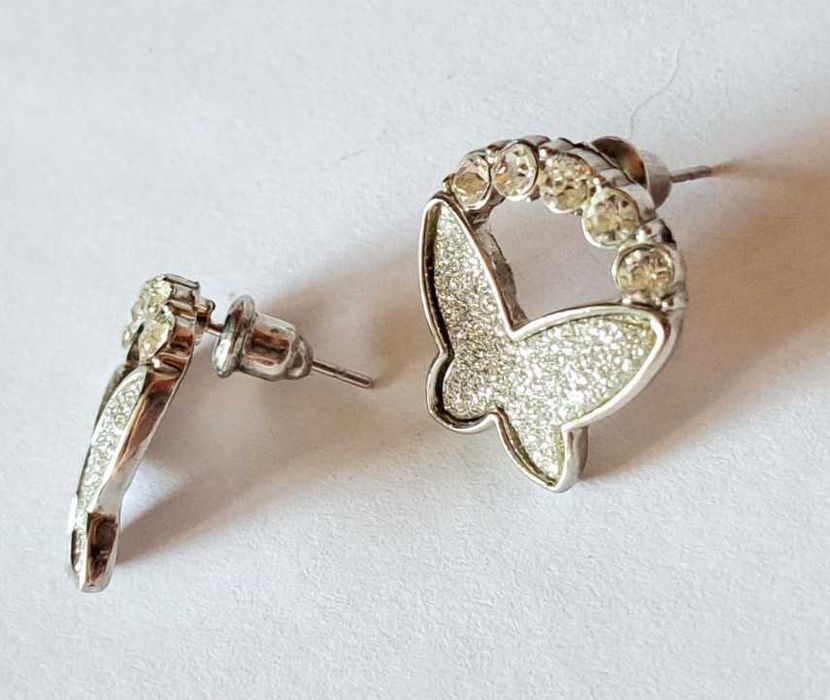 серьги бабочки блестящие