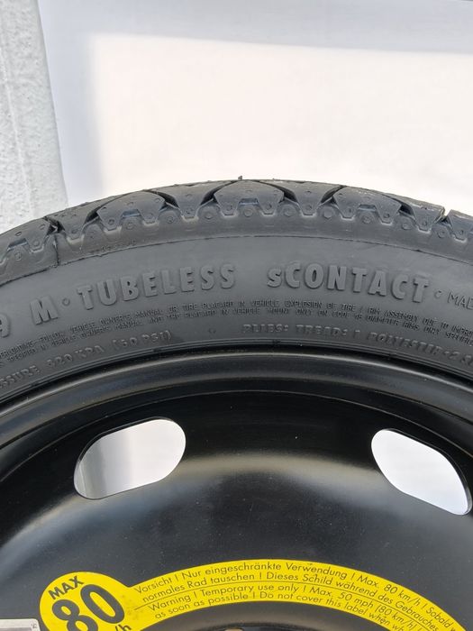 Roda Jante Emergência com Pneu Suplente Continental SContact T125 70 R18 99M 5x112