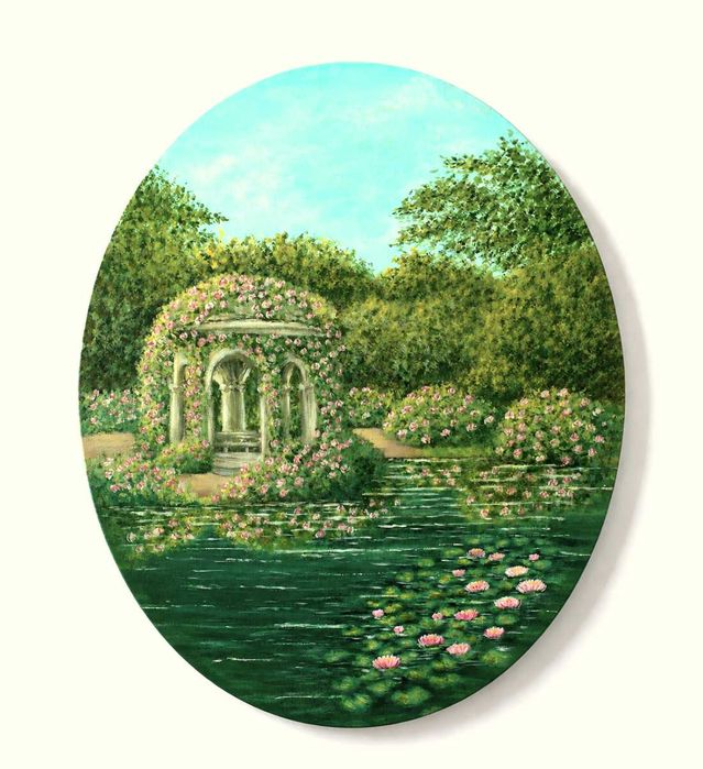 Owalny obraz akrylowy 40x50 cm | Ręcznie malowany oryginał – Altana
