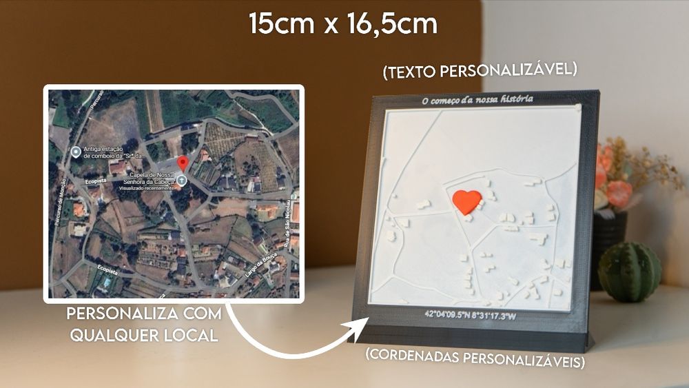 Quadro personalizável com qualquer localização (Prenda dia dos namorad