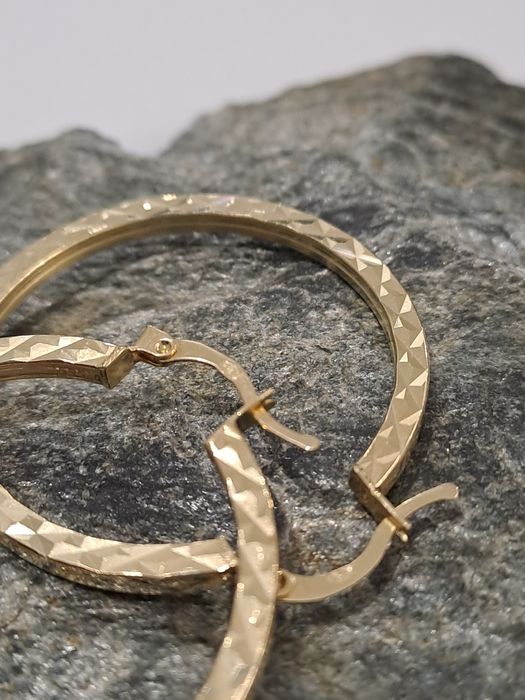 Śliczne Złote kolczyki Koła Nowe Pr.585 Średnica 3.5 cm