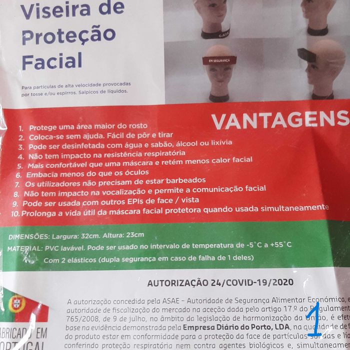 NOVO Viseiras de Proteção Facial com acrílico resistente