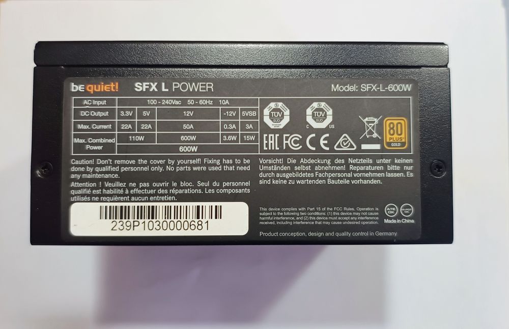 Zasilaczbe quiet! SFX L Power 600 W -  80 Plus Gold